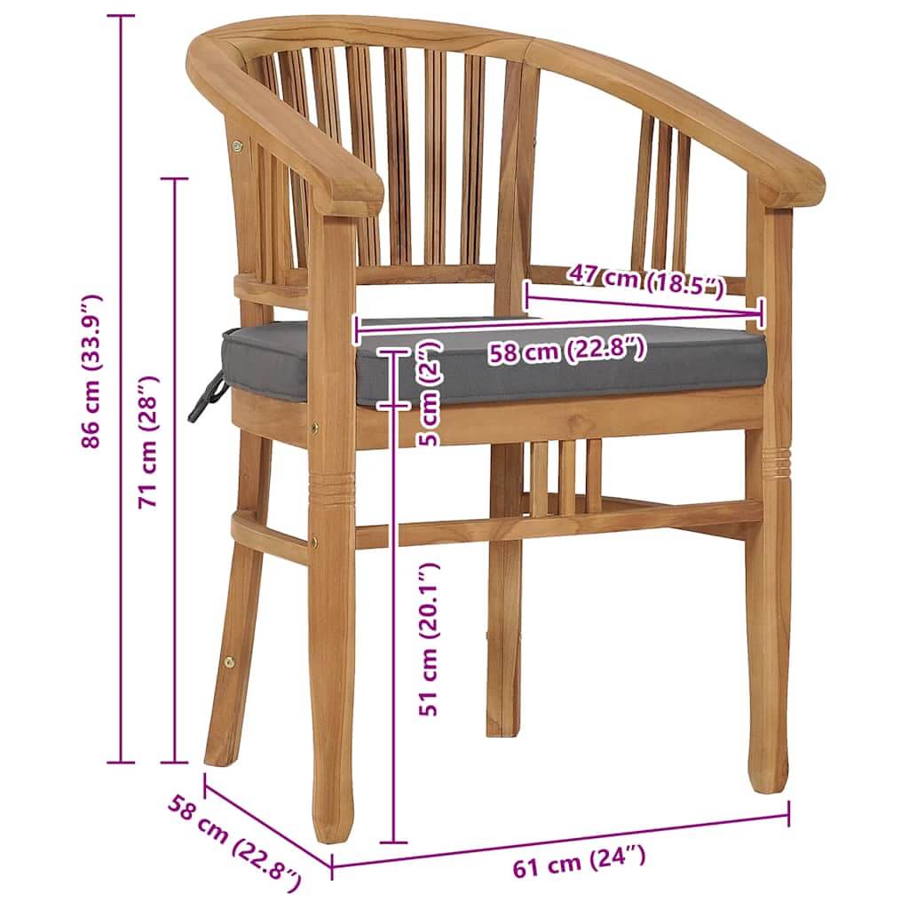Garden Chairs with Cushions 2 pcs Solid Teak Wood