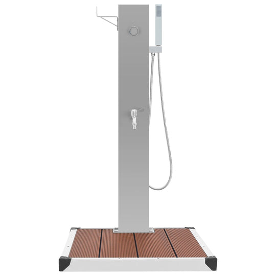 Outdoor Shower with Tray WPC Stainless Steel featuring a sleek design and durable stainless steel construction.