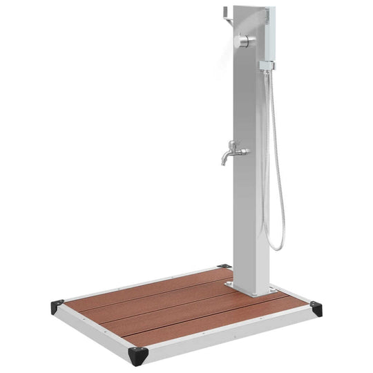 Outdoor Shower with Tray WPC Stainless Steel featuring durable stainless steel and stylish design for outdoor spaces.