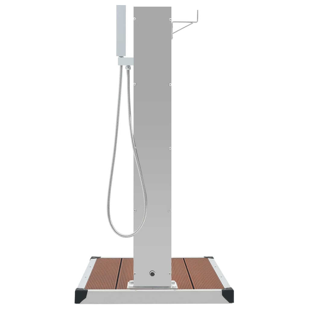 Outdoor Shower with Tray WPC Stainless Steel featuring a sleek design and durable stainless steel construction.