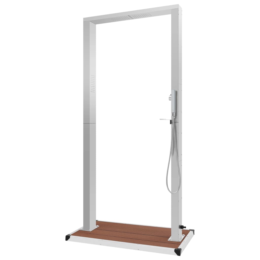 Outdoor Shower with Tray WPC Stainless Steel featuring a sleek design and durable stainless steel construction.