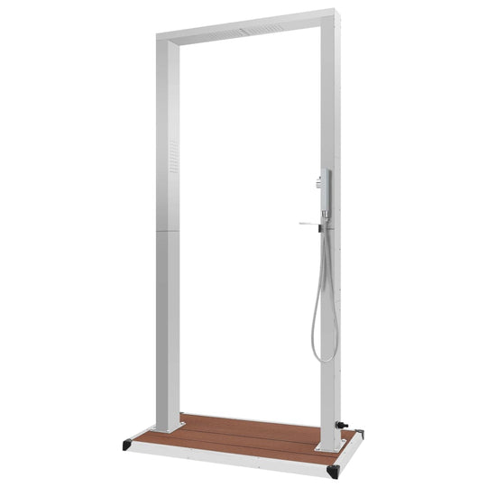Outdoor Shower with Tray WPC Stainless Steel featuring a sleek design and durable stainless steel construction.