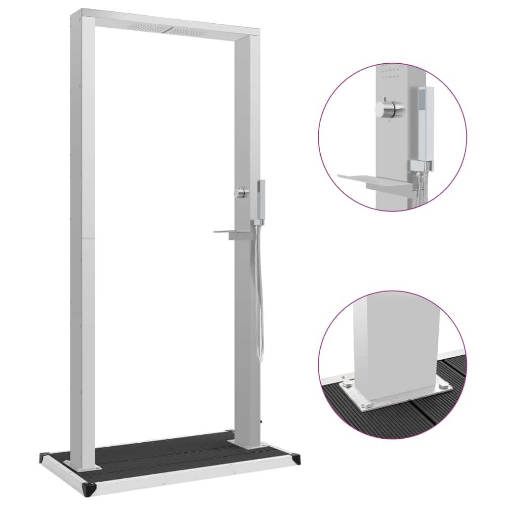 Outdoor Shower with Tray WPC Stainless Steel stylish panel system for outdoor living spaces.