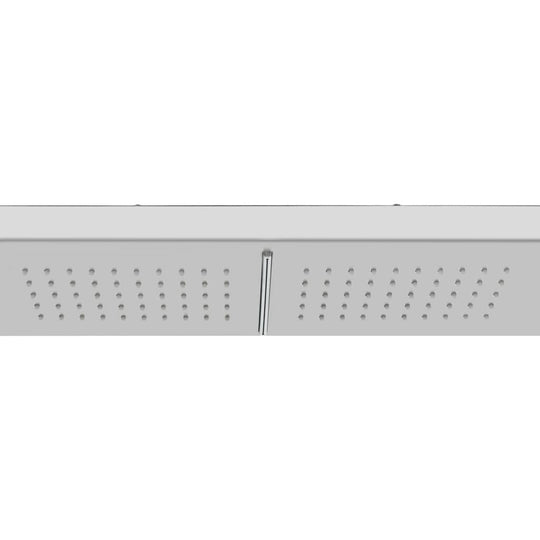 Outdoor Shower with Tray WPC Stainless Steel shower panel featuring modern design and dual showerhead.