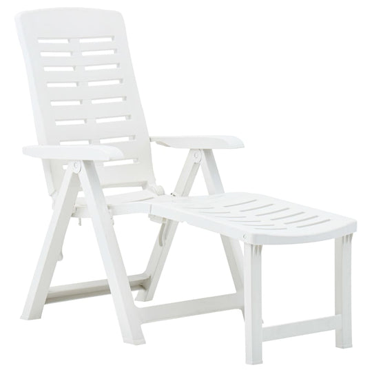 Folding Sun Lounger Plastic White