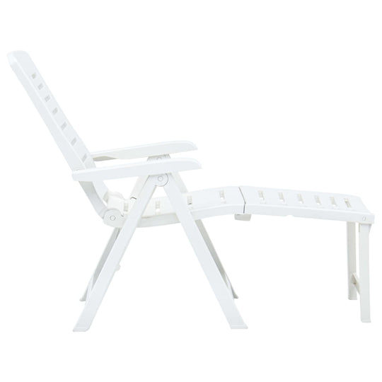 Folding Sun Lounger Plastic White