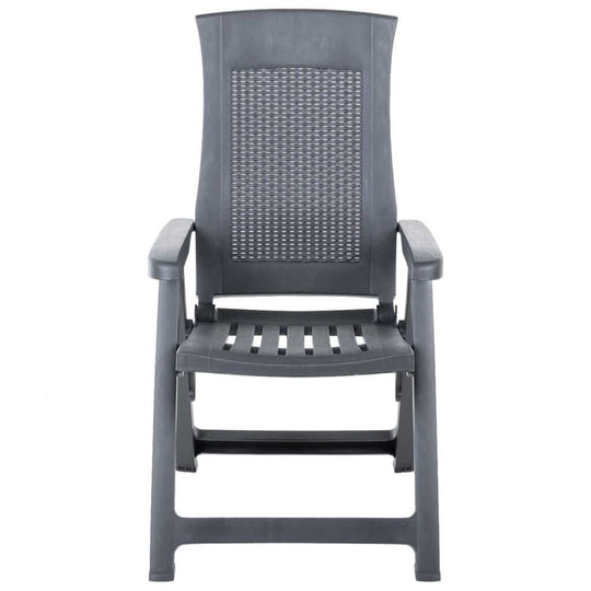 Front view of a stylish anthracite garden reclining chair, perfect for outdoor furniture and lounging.