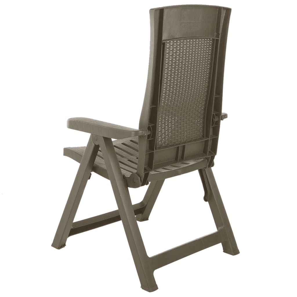 Garden reclining chair in mocca plastic, featuring adjustable backrest and ergonomic design for outdoor comfort.