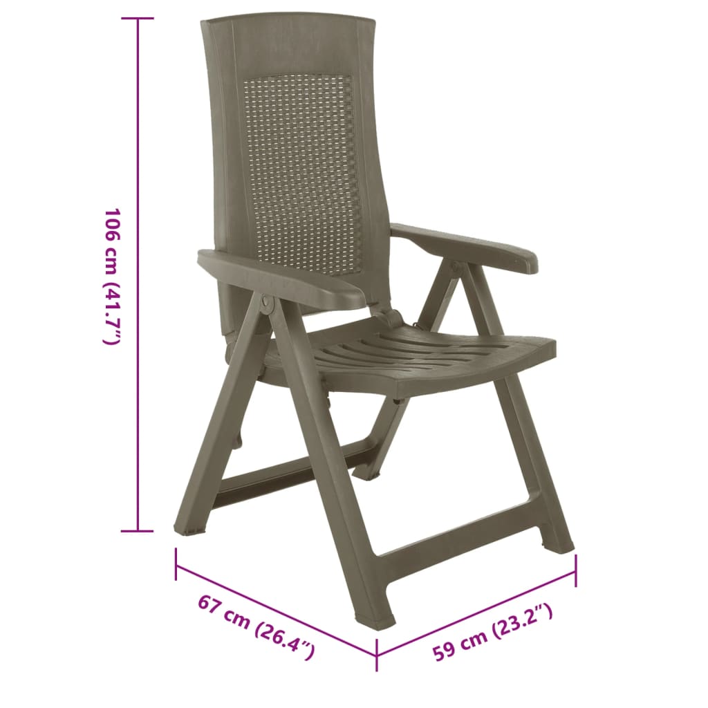 Garden reclining chair in mocca, adjustable backrest, durable plastic, dimensions 106x67x59 cm, perfect for outdoor lounging.