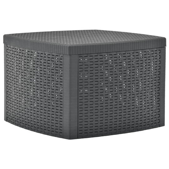 Side table in anthracite color, weather-resistant polypropylene, stylish rattan look, perfect for outdoor furniture.