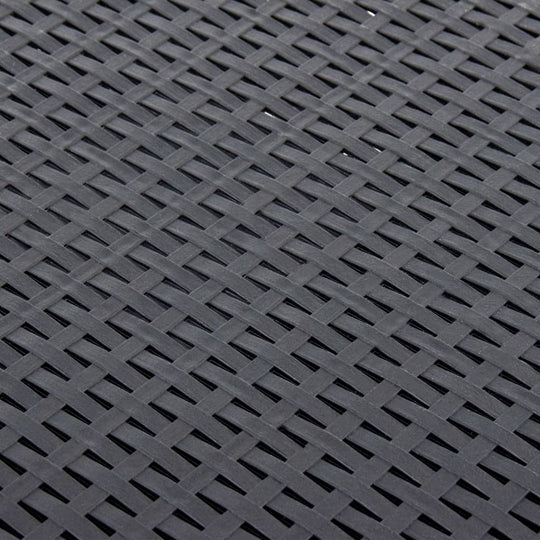 close-up of anthracite polypropylene woven pattern for outdoor furniture side table, ideal for garden settings