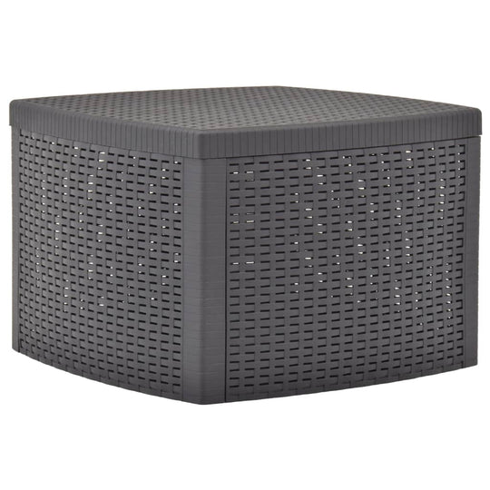 Multifunctional mocha side table made of weather-resistant plastic with a modern rattan look, ideal for outdoor use.