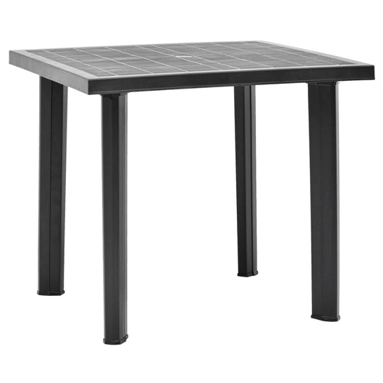 Weather-resistant anthracite garden table, 80x75x72 cm, perfect for outdoor dining and easy to clean.