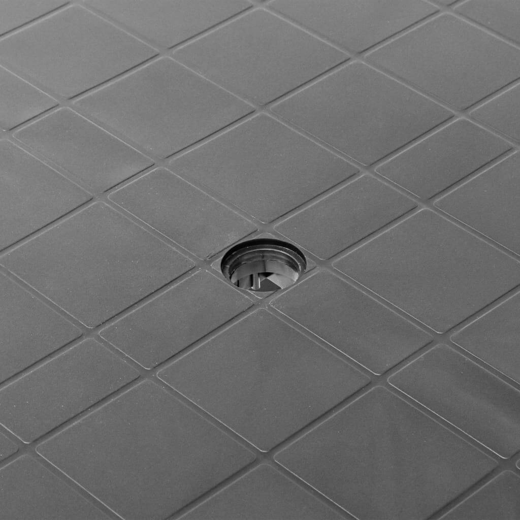 Close-up of Garden Table's anthracite plastic surface with an umbrella hole, designed for outdoor dining and easy maintenance.