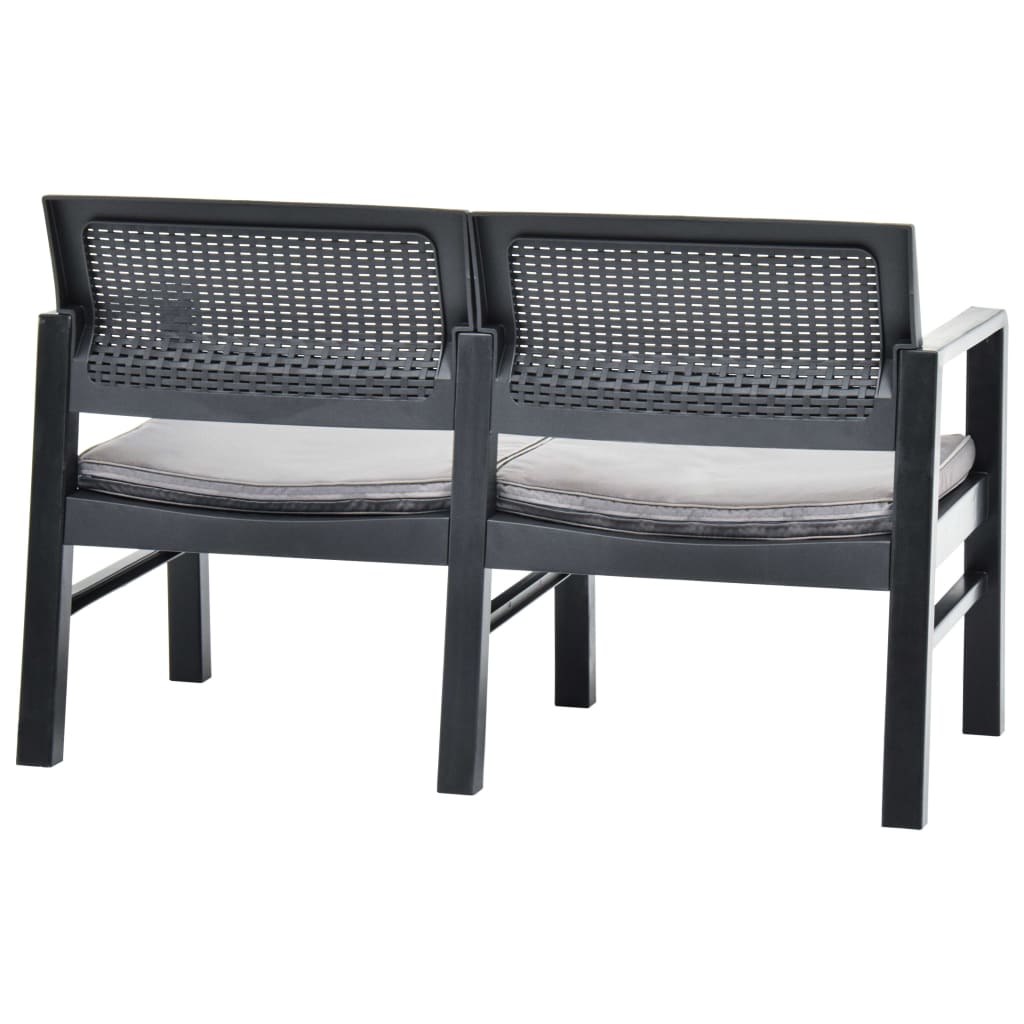2-Seater Garden Bench with Cushions 120 cm Plastic