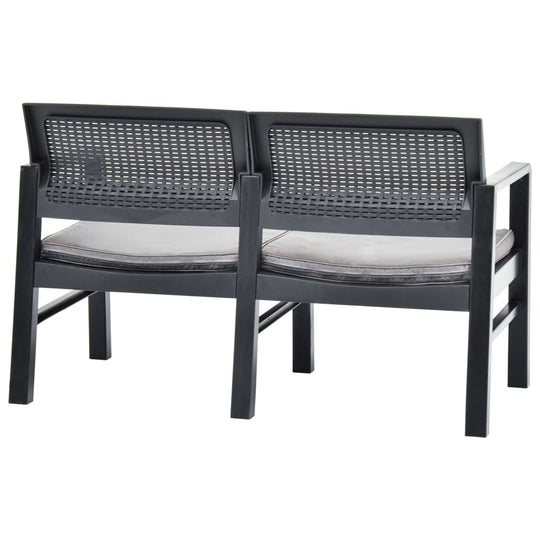 2-Seater Garden Bench with Cushions 120 cm Plastic