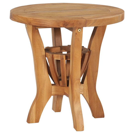 Teak wood garden bistro table with unique design and sturdy legs, perfect for outdoor settings and patios.