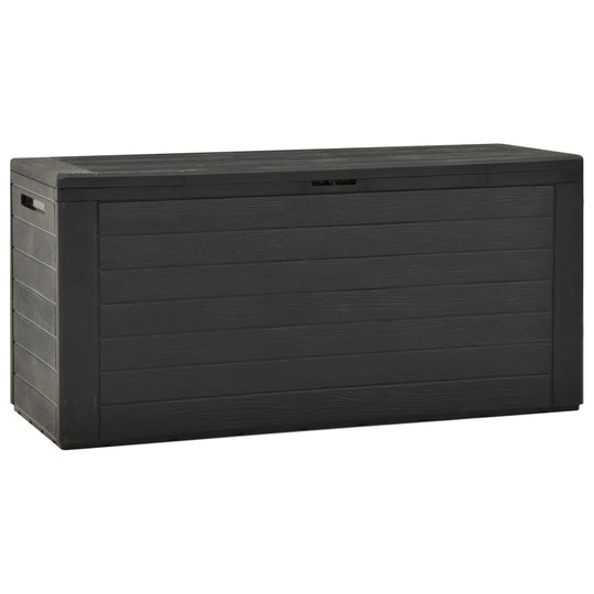 Anthracite garden storage box, 116x44x55 cm, ideal for outdoor furniture and clutter management.