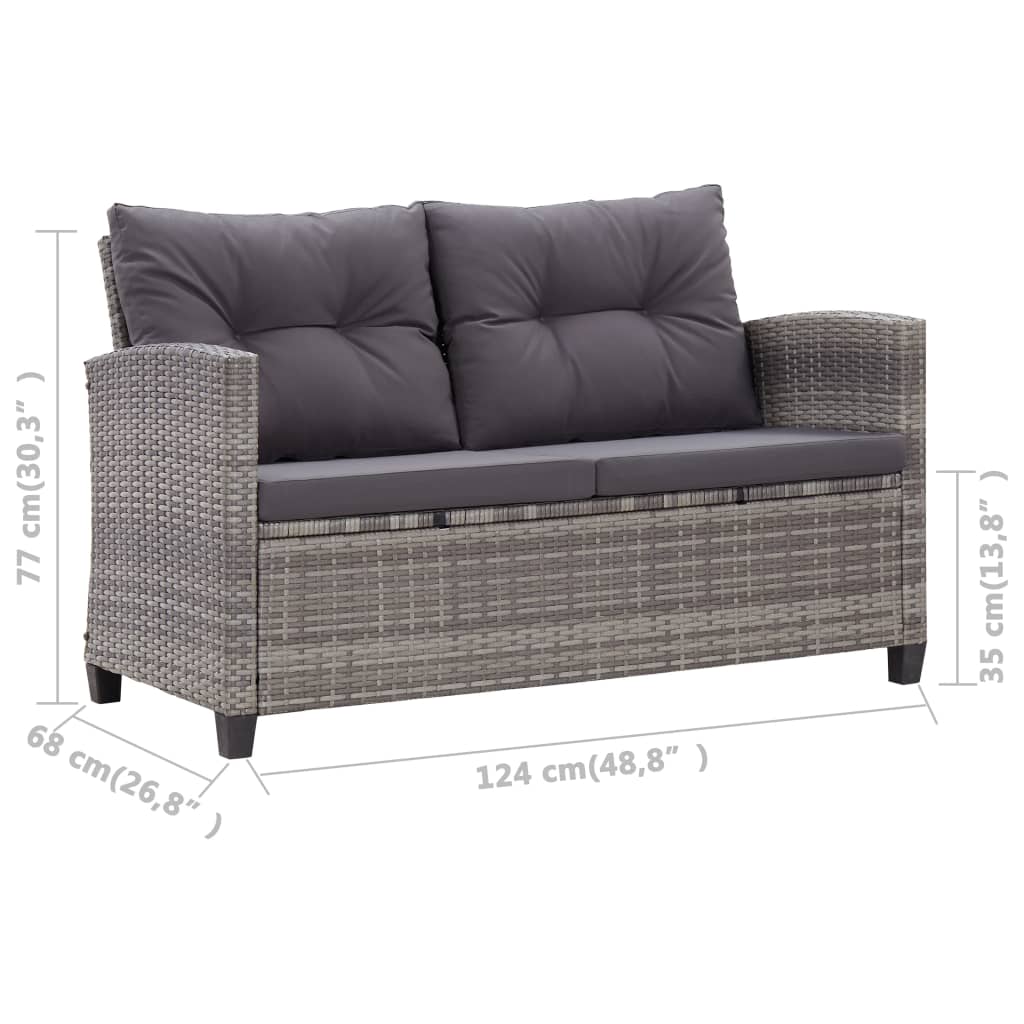 2-Seater Garden Sofa with Cushions 124 cm Poly Rattan , Furniture -> Outdoor Furniture -> Outdoor Seating -> Outdoor Sofas