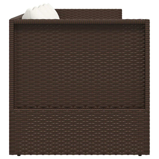 Garden Bed with Cushion & Pillows Poly Rattan