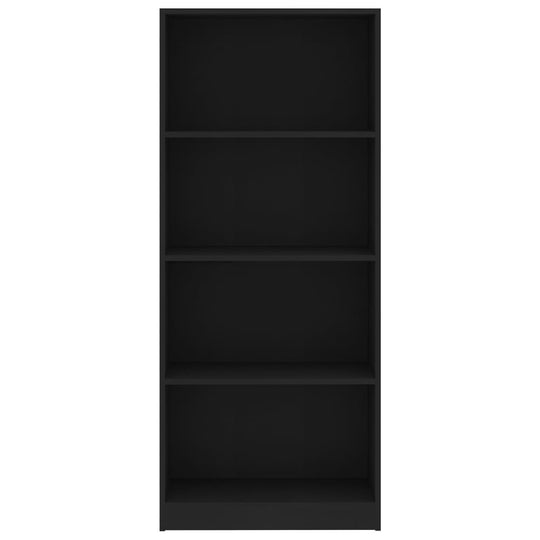 4-Tier Book Cabinet Black 60x24x142 cm Engineered Wood