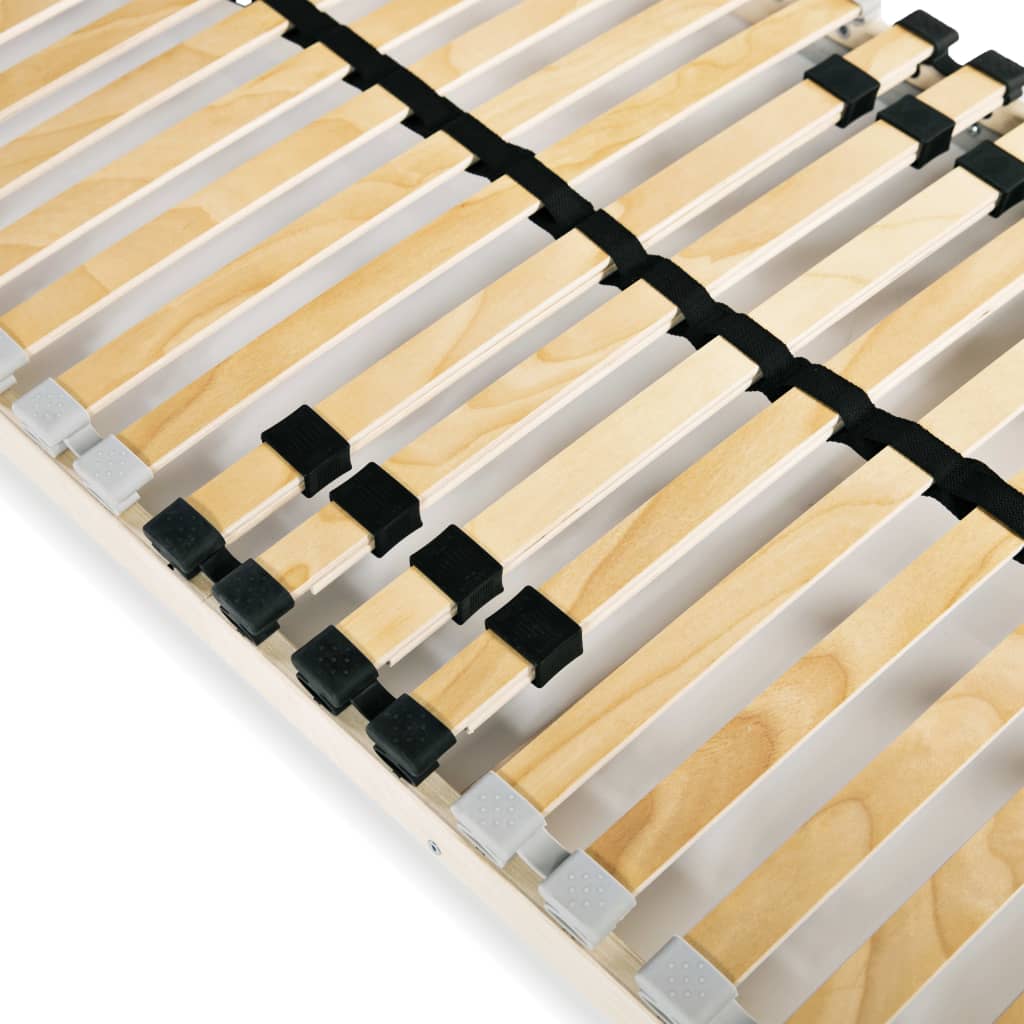 Slatted Bed Bases without Mattress  pcs with 28 Slats 90x200 cm, close-up of the beechwood frame and birch slats.