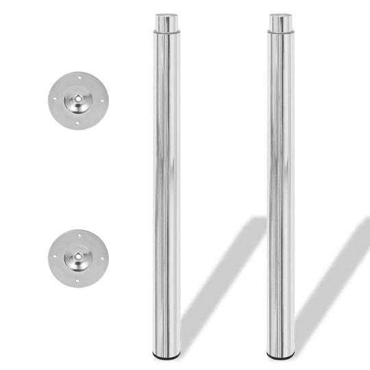 Telescopic Table Legs 4 pcs Chrome 710 mm-1100 mm set showing chrome table legs with mounting plates.