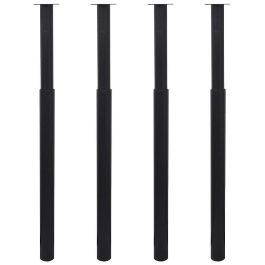 Telescopic Table Legs 4 pcs 710 mm-1100 mm - Set of 4 sturdy black adjustable table legs.
