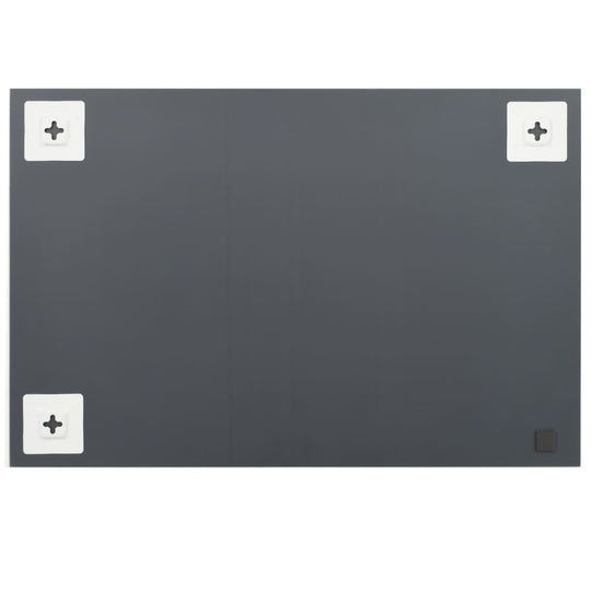 Modern rectangular wall mirror in dark gray, featuring corner mounts for easy installation and a sleek minimalistic design.