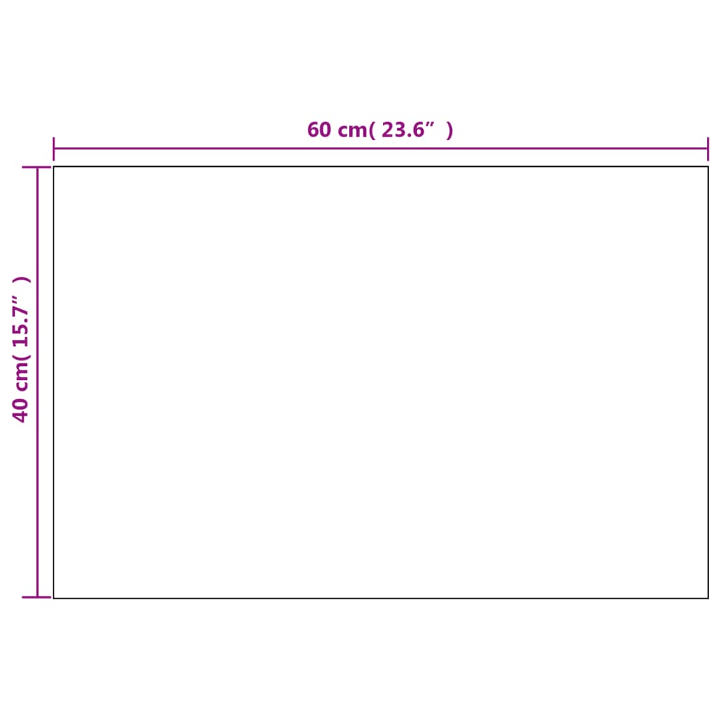 Dimensions of a rectangular wall mirror 60x40 cm, ideal for minimalistic home decor and versatile room arrangements.