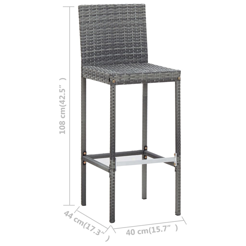 7 Piece Outdoor Bar Set with Cushions Poly Rattan