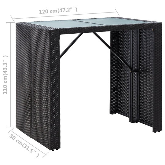 5 Piece Outdoor Bar Set Poly Rattan and Glass