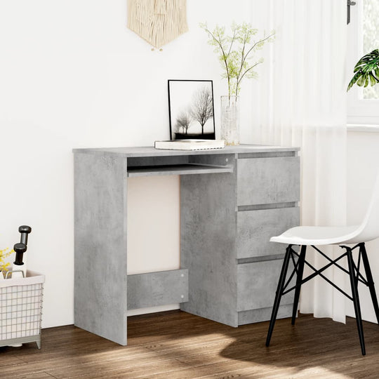 Concrete grey engineered wood desk with drawer, perfect for compact spaces in youth or children's rooms. Stylish and functional FURNITURE.