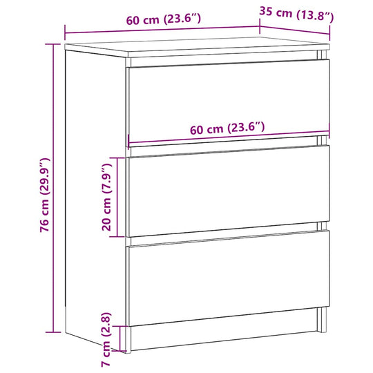 Sideboard Black 60x35x76 cm Engineered Wood