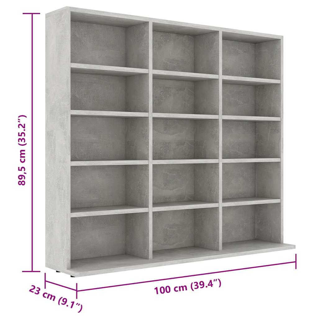 VidaXL CD Cabinet Concrete  102x23x89.5 cm Engineered Wood