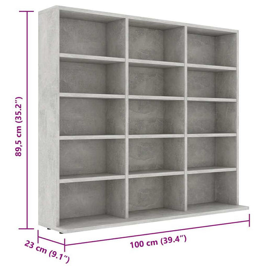 VidaXL CD Cabinet Concrete  102x23x89.5 cm Engineered Wood