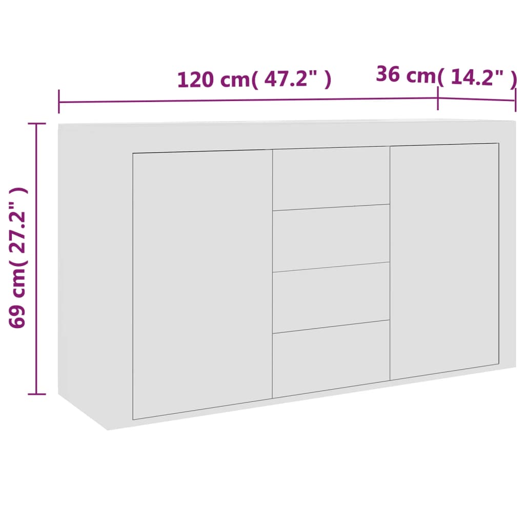 Sideboard 120x36x69 cm Engineered Wood , Furniture -> Cabinets & Storage -> Buffets & Sideboards , Buffets & Sideboards,Cabinets & Storage -,Durable,eligant,Furniture -,Home & Garden -,Home Decor,Interior Design,Modern Design,new-305021,Storage & Organisa