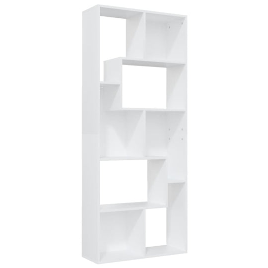 Book Cabinet 67x24x161 cm Engineered Wood with multiple compartments in a sleek white design.