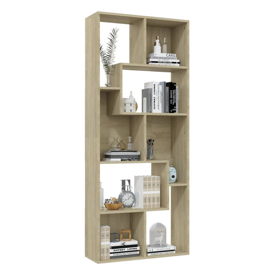 Book Cabinet Sonoma Oak 67x24x161 cm Engineered Wood showcasing spacious compartments and sleek design.