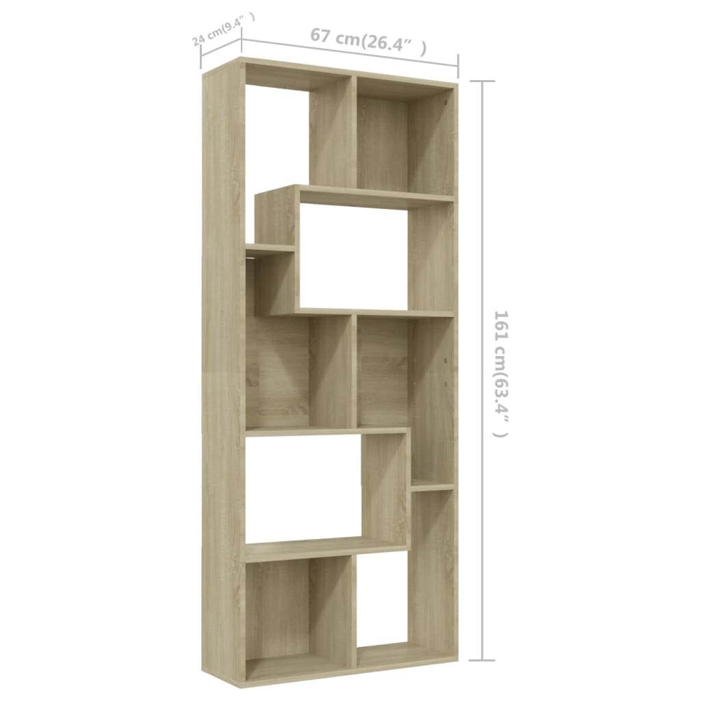 Book Cabinet Sonoma Oak 67x24x161 cm Engineered Wood with spacious compartments and a sleek design.