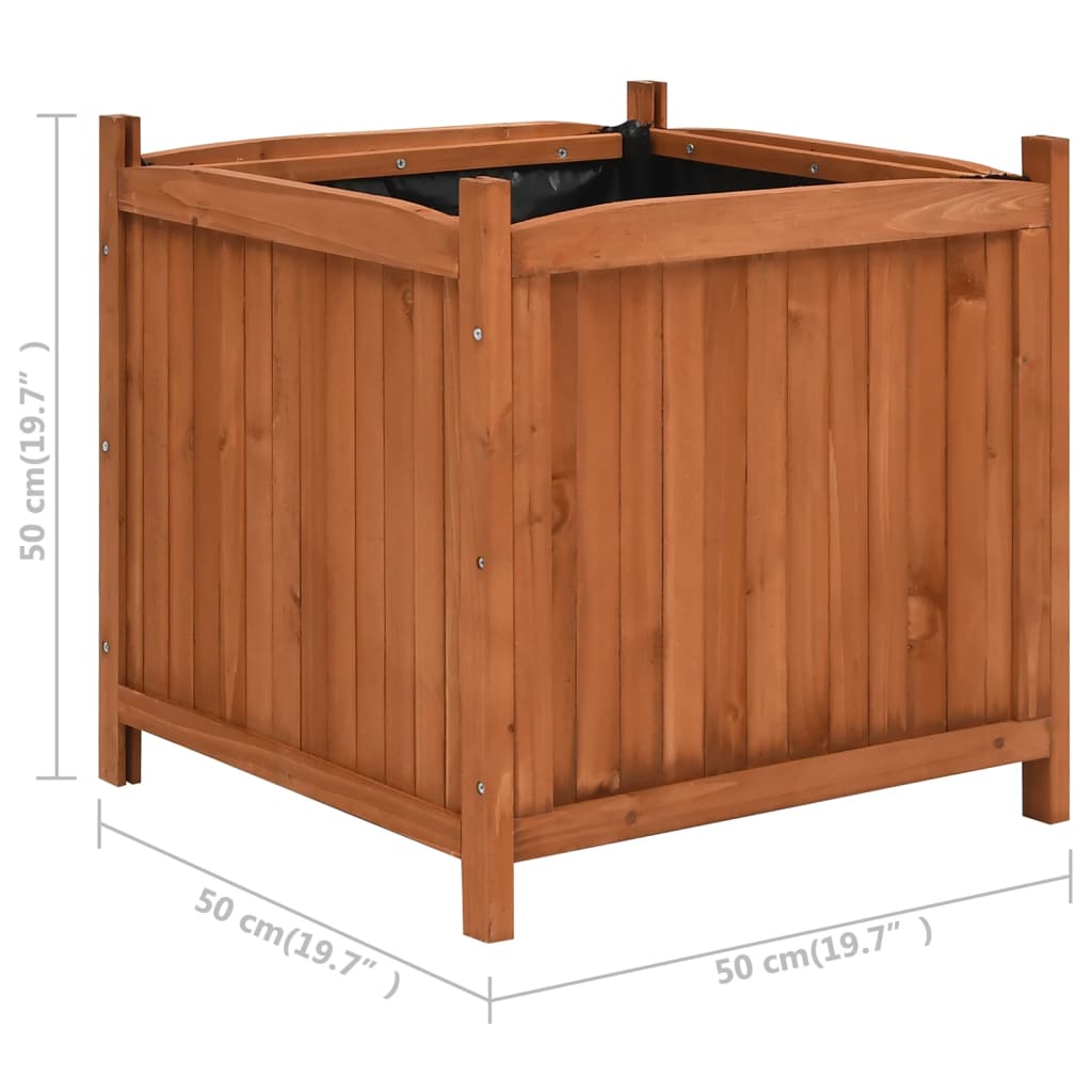 Wooden raised bed 50x50x50 cm made of durable firwood, perfect for outdoor gardening and plant display.