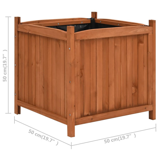 Wooden raised bed 50x50x50 cm made of durable firwood, perfect for outdoor gardening and plant display.