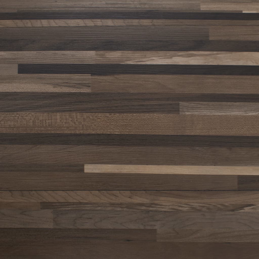 Self-adhesive PVC flooring planks in striped brown design, showcasing a variety of wood tones and textures.