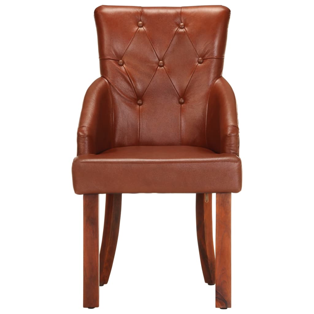 Dining Chairs 2 pcs Brown Real Goat Leather