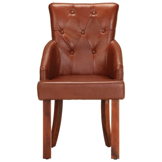 Dining Chairs 2 pcs Brown Real Goat Leather