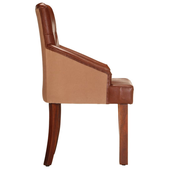 Dining Chairs 2 pcs Brown Real Goat Leather