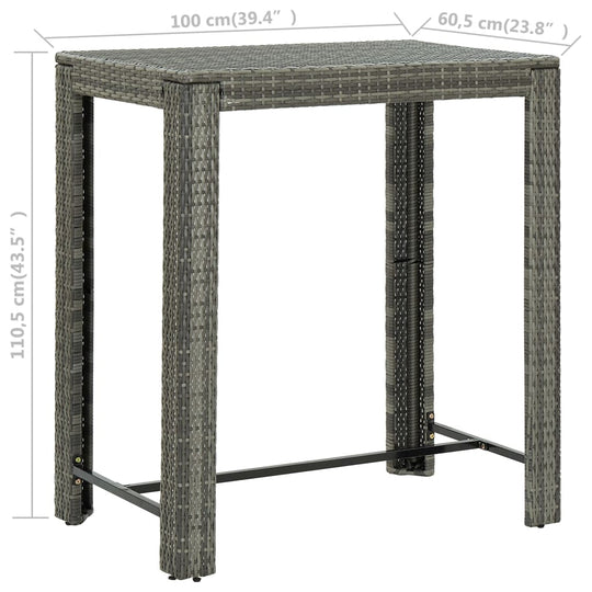 Garden Bar Table 100x60.5x110.5 cm Poly Rattan , Outdoor Tables