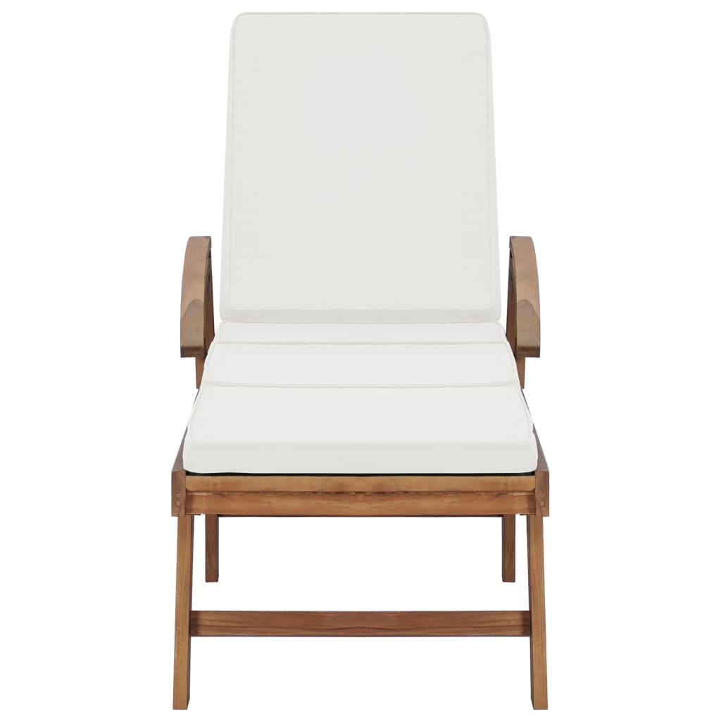 Sun Loungers with Cushions  pcs Solid Teak Wood featuring a sleek white cushion and sturdy teak frame.