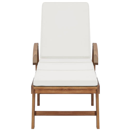 Sun Loungers with Cushions  pcs Solid Teak Wood featuring a sleek white cushion and sturdy teak frame.