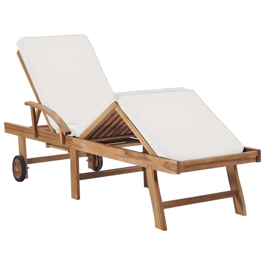 Sun Loungers with Cushions  pcs Solid Teak Wood featuring a slatted design and weather-resistant cushions.